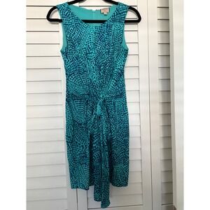 Banana Republic ISSA Dress Womens Sleeveless Teal Blue Tie Waist‎ Career Party